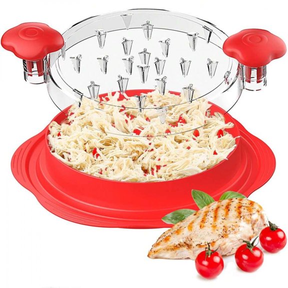 YFLXDMLYYSC Chicken Shredder Large, Transparent Lid, Anti-Slip Ergonomic Handle Heat Resistant Meat Shredder Claws - Red