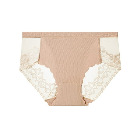 Silk Panties Womens Solid Color Underwear Breathable Sports Boy Shorts Panties Lace Briefs Womens Bikini Underwear Coffee 3XL