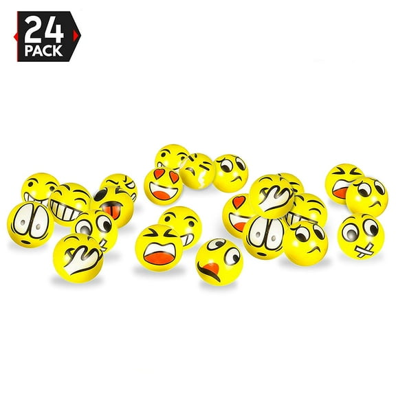 3 Party Pack Emoticon Stress Balls - Stress Reliever Party Favors, Toy Balls, Party Toys (24 pack)