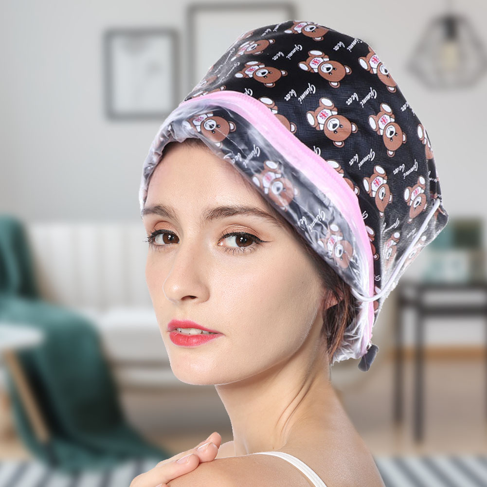 ANGGREK Hair Nourishing Cap,Cute Bear Electric Hair Thermal Care Cap Heating Oil Treatment