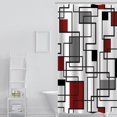thumbnail image 2 of Geometric Shower Curtain, Red Black Gray Modern Shower Curtain Set with 12 Hooks, Geometric Shower Curtains for Bathroom, Waterproof Washable Polyester Bath Curtain (Multi Color, 72 x 72 Inches), 2 of 6