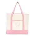 thumbnail image 2 of DALIX Women's Cotton Canvas Tote Bag Large Shoulder Bags Pink Monogram W, 2 of 8
