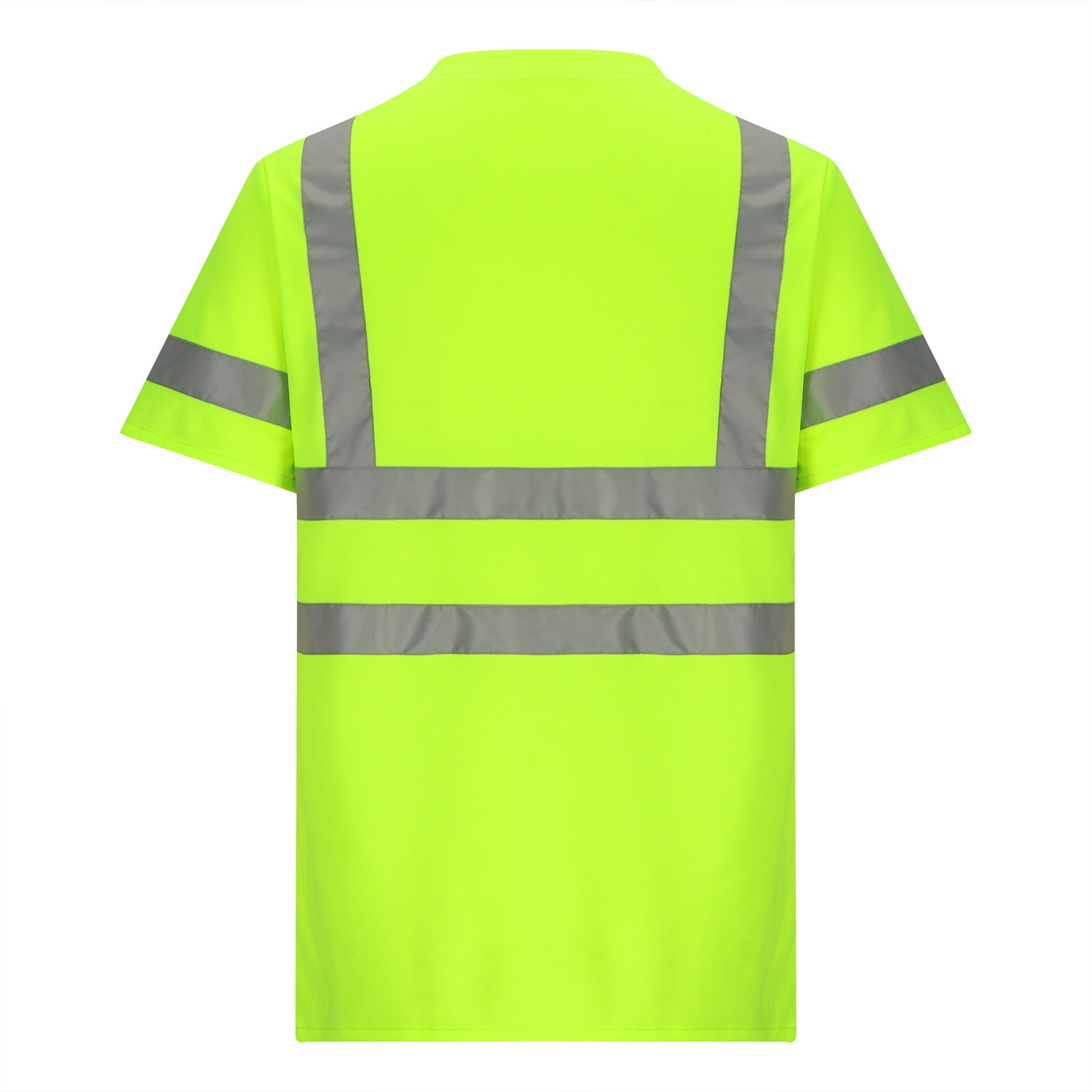 Mens Quick Dry T-Shirts Short Sleeve High Visibility Safety T Shirts Hi Vis Reflective Construction Work Shirts with Reflective Strips and Front Pocket Today Sales