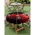 thumbnail image 2 of Round Outdoor Tablecloth With Umbrella Hole And Zipper– Red Modern Fruit Waterproof Patio Table Cover for Party, Picnic, Backyard, 50" Dia. , Black Classic Close-up, 2 of 8