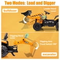 thumbnail image 5 of iYofe 24V JCB Ride on Excavator Toy, 3-in-1 Battery Powered Electric Tractor Car with Reversible Seat, Remote Control & Bluetooth, Backhoe for Kids 3-6, Yellow, 5 of 9