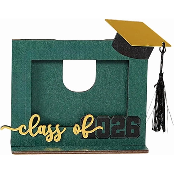 Hmgxay 2026 Graduation Photo Frame, Bachelor Cap Tassel Display Frame, Wooden Keepsake Photo Holder, Elegant Graduation Desk Ornament