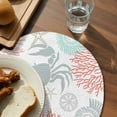 thumbnail image 3 of Teal Red Crab Coastal Round 13 Inch Placemats Set of 2, Summer Coral Nautical HeatResistant Non Slip Place Mats for Dining Table, Wipeable Braided Kitchen Table Mats for Housewarming, 3 of 9