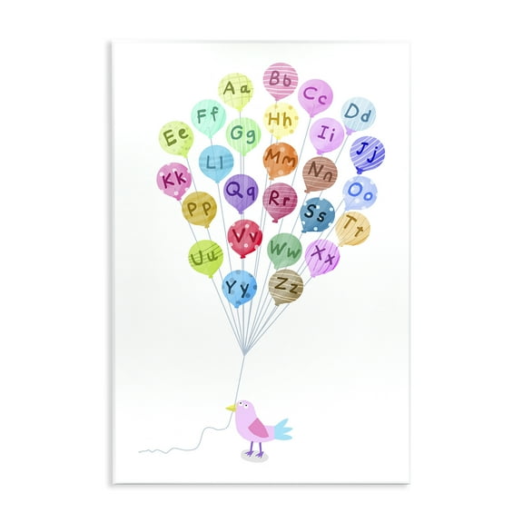 Stupell Industries Bird & Alphabet Balloons Animals & Insects Painting Unframed Art Print Wall Art, 10 x 15