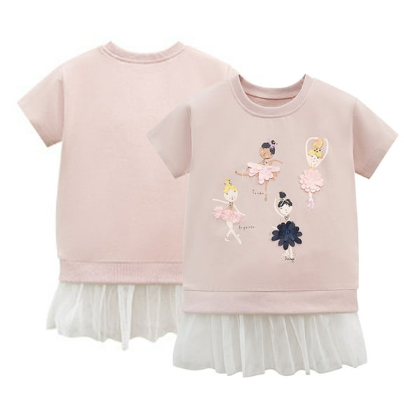 Kkkded Girls Princess Dress Cotton Dress for Baby Toddler,Summer Printed Dresses,Kids Short Sleeve Dress Cartoon Dress for 2-7 Years