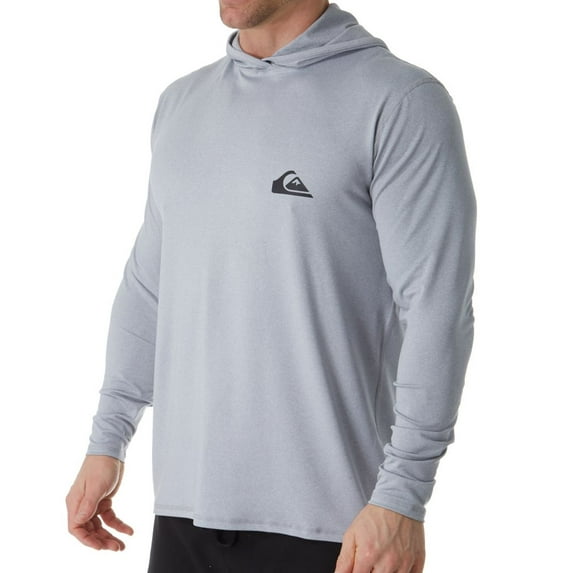 Men's Quiksilver EQYWR3167 Dredge Hooded Long Sleeve Rash Guard (Light Grey Heather 3XL)