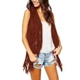 thumbnail image 2 of Niaviben Fringe Vest Long Cardigan Jean Vest Top for Women's Jacket Down Vest Womens Women Vest Women's Vest Wine S, 2 of 7