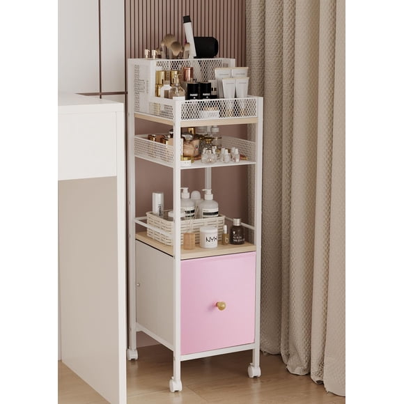 Carrito Organizador de Maquillaje Dsmadn BY-J24005 de Piso con Cajones y Rotacion 360