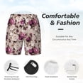 thumbnail image 3 of Fuzoiu Rose Flowers Print Men's Swim Shorts,Quick-Dry Double-Layer Swim Trunks,Board Trunks,Beach Shorts Swimwear Bathing Suits-, 3 of 6