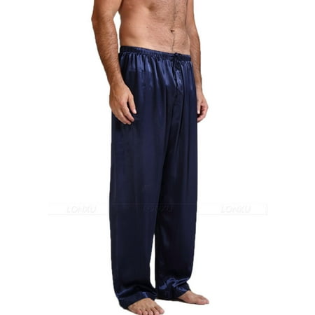 

Suefunskry Mens Silk Drawing Pajama Long Pants Sleepwear Bottom Trousers
