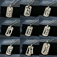 thumbnail image 1 of Jiaroswwei 26 Letters Alphabet Dog Tag Pendant Beaded Chain Punk Stainless Steel Necklace, 1 of 8