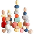 thumbnail image 1 of 36 Pcs Pierres d'Équilibre Empilables Blocs de Construction en Bois Colorés Pierres d'Équilibre, 1 of 7
