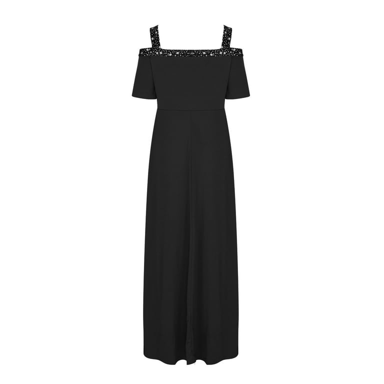 chinese dress ladies Technique Off The Shoulder Maxi Dress Black