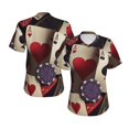thumbnail image 6 of Women's V Neck T Shirts Casual Short Sleeve Tops Blouse, Playing Poker Cards Casino Retro, 6 of 6