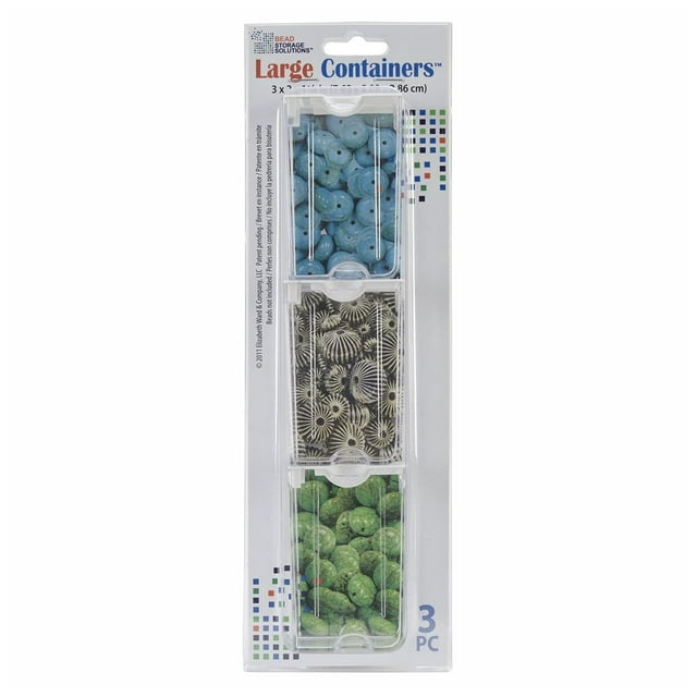 Elizabeth Ward Bead Storage Solutions 3pc Craft Supplies Containers, Large