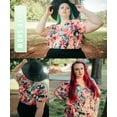 thumbnail image 3 of TIYOMI Plus Size Floral Tops For Women Short Sleeve T-Shirts Basic V-Neck Flower Tunics Casual Loose Fit Colorful Summer Blouses XL 14W 16W, 3 of 4
