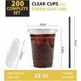 12 oz PET Plastic Cups, 300 Pack, Clear, Disposable, Durable, Resistant