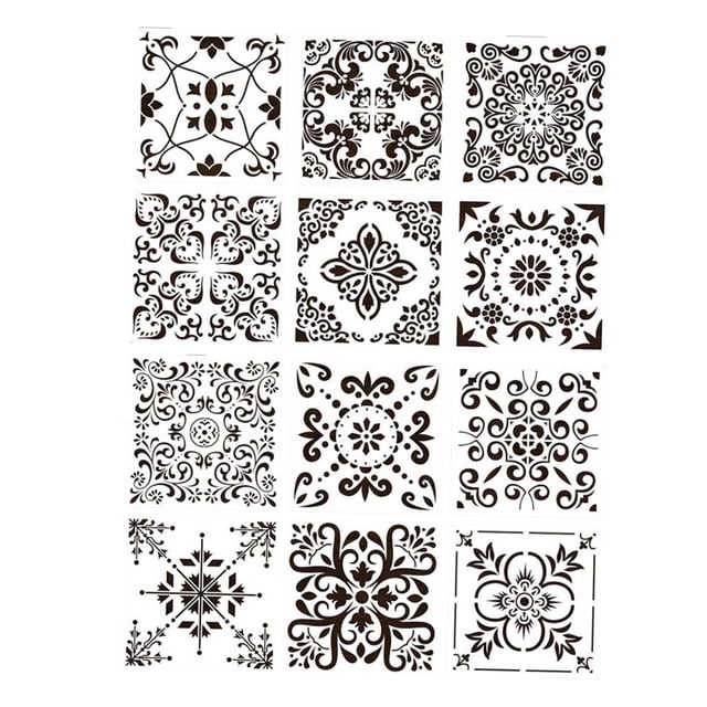 12 Uds plantillas de dibujo de moda arte artesanal herramienta hecha a mano reutilizada plantilla de plantilla de Mandala de pintura para proyectos estilo A perfecl Plantillas de mandalas