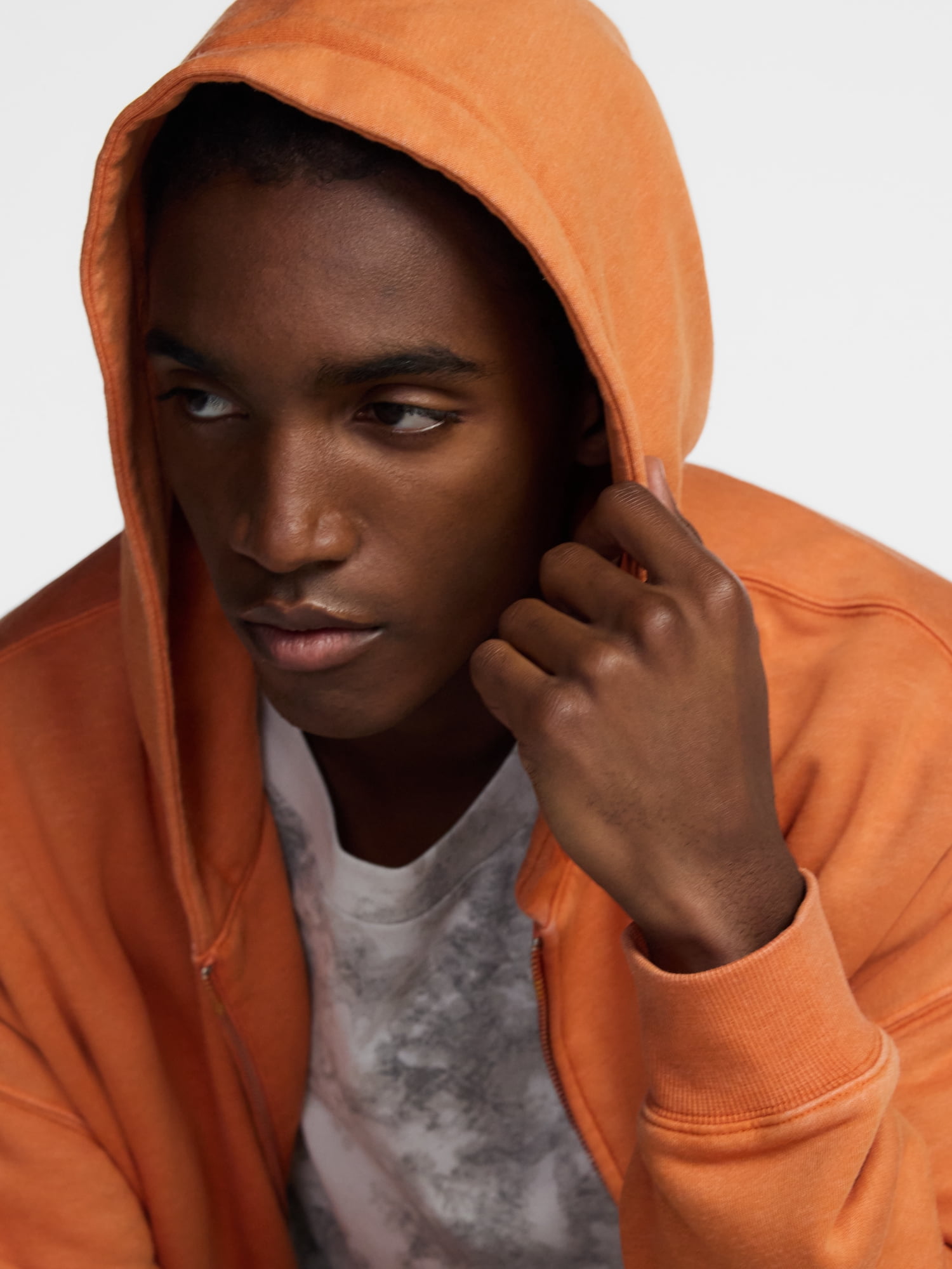 No Boundaries Boxy Oversized Fit Fleece Zip Hoodie Sweatshirt with Long Sleeves, Men's XS-4XLT