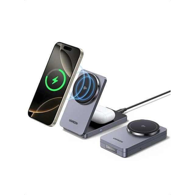 Cargador inalámbrico UGREEN Qi2 MagFlow de 15 W para iPhone y AirPods