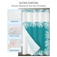 thumbnail image 2 of No Hook Cloth Fabric Shower Curtain with Snap in Liner, Aqua Coastal Coral Waterproof Shower Curtains Set with See Through Top Window, White Ocean Marine Sea Nautical Beach Bath Curtains 72"x84", 2 of 6