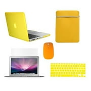 Top Case New Macbook Pro 13" 13 inch with Retina Display Model: A1425 and A1502 (NEWEST VERSION 2013) 5 in 1 Bundle - Yellow Rubberized Hard Case Cover   Matching Color Soft Sleeve Bag   Wireless Mous