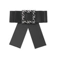 thumbnail image 1 of INSPIRE CHIC Women's Large Solid Color Bow Square Rhinestone Brooch Ties for Retro Chic Black, 1 of 4