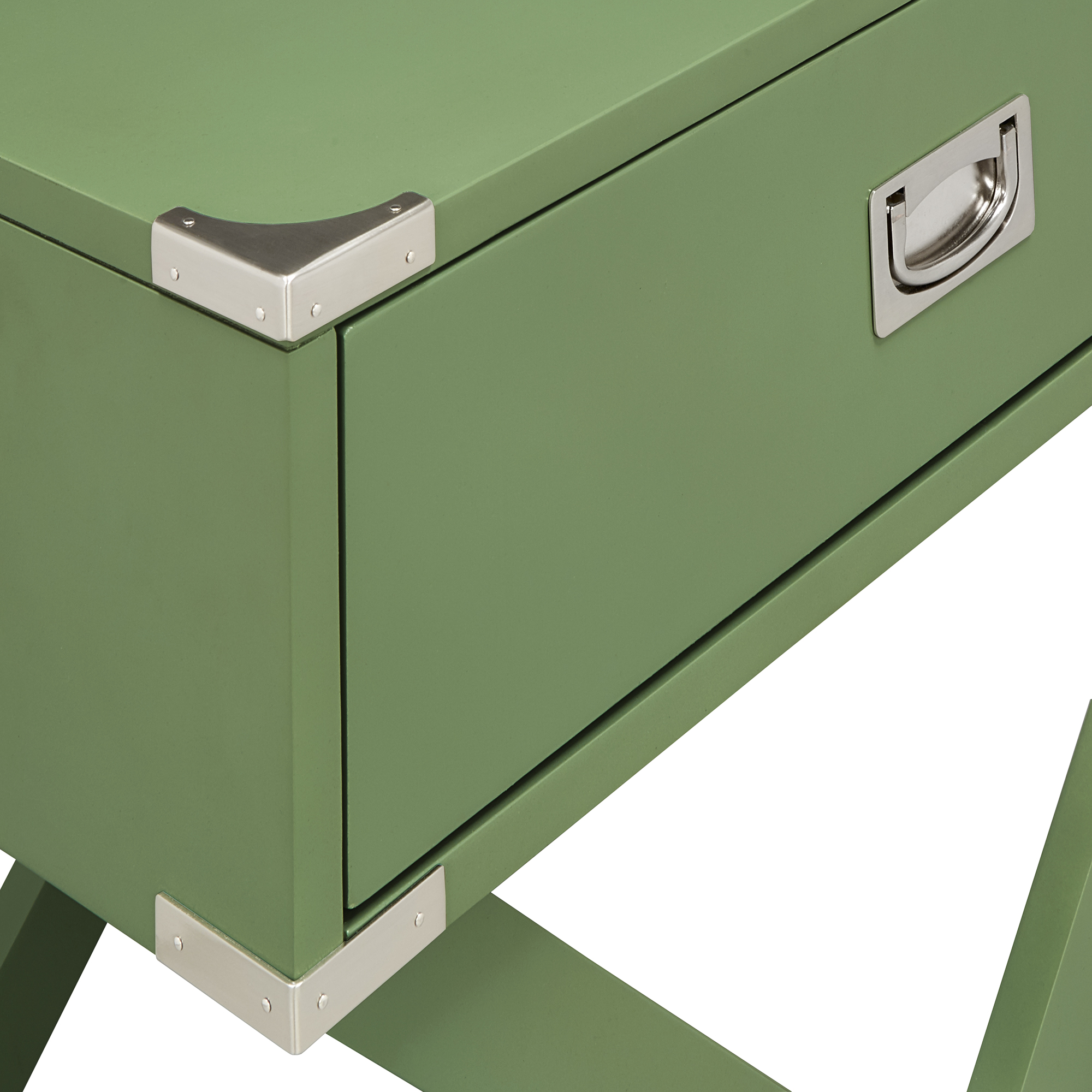 Weston Home Modern End Table with X-Base Legs and Drawer, Meadow Green