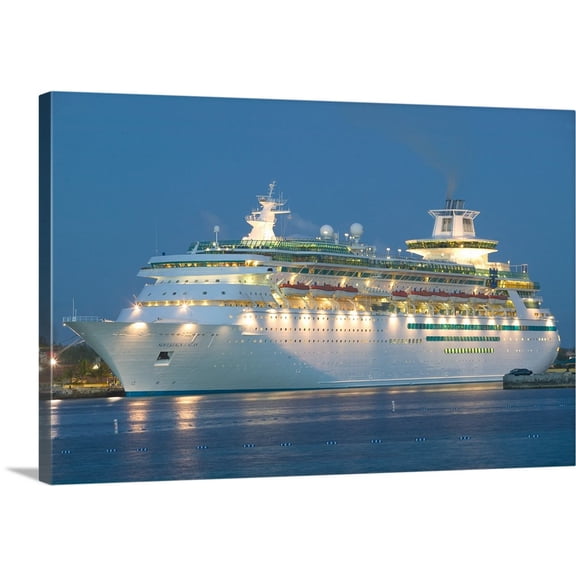Great BIG Canvas | "Bahamas, New Providence Island, Nassau, Port of Nassau, Cruise Ship, Evening" Canvas Wall Art - 36x24