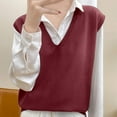 thumbnail image 2 of Wuxian Fall Coats For Women Knit Sweater Vest Sleeveless Pullover V-Neck Oversized Cardigan Layering Loose Fit Solid Color Cozy Soft Dailywear Fall Fashion Outfit,Wine,M, 2 of 3