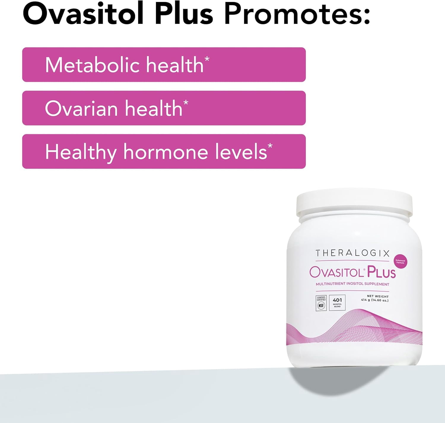 Theralogix Ovasitol Plus Canister Metabolic Health Supplement - Myo-Inositol & D-Chiro Inositol+Chromium Picolinate+Alpha-lactalbumin & Vitamin D