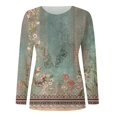 thumbnail image 3 of T-shirts à Manches Longues pour Femmes, Col Ras du Cou, Tuniques à Imprimé Floral, Hauts Doux Décontractés, Blouse Coupe Ample, 3 of 3
