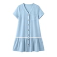 thumbnail image 3 of LIaqionyy Women Button down Dress Loose Summer Cotton Linen Dresses Short Sleeve Tunic Casual Sundresses, 3 of 7