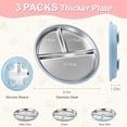 thumbnail image 4 of CLEANCOOLStainless Steel Toddler Plates Silicone Suction,3 Packs Non-Slip Baby Plates,Divided Portion,Food-Grade Silicone Plate for Kids,LEAD-FREE Dishwasher Safe, Green Blue Pink, 4 of 10