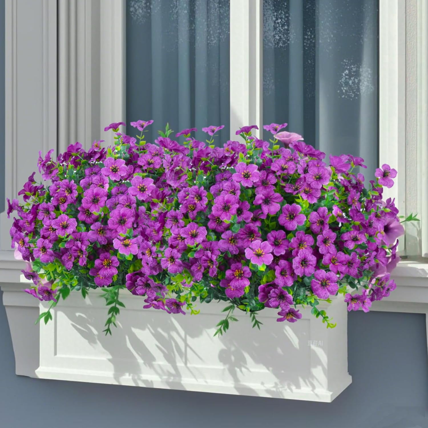 24 Bundles Artificial Flowers for Outdoors Fake Silk Flowers UV Resistant Faux Plastic Plants for Spring Summer Garden Porch Window Box Table Vase Home Indoor Outdoor Decoration, Purple