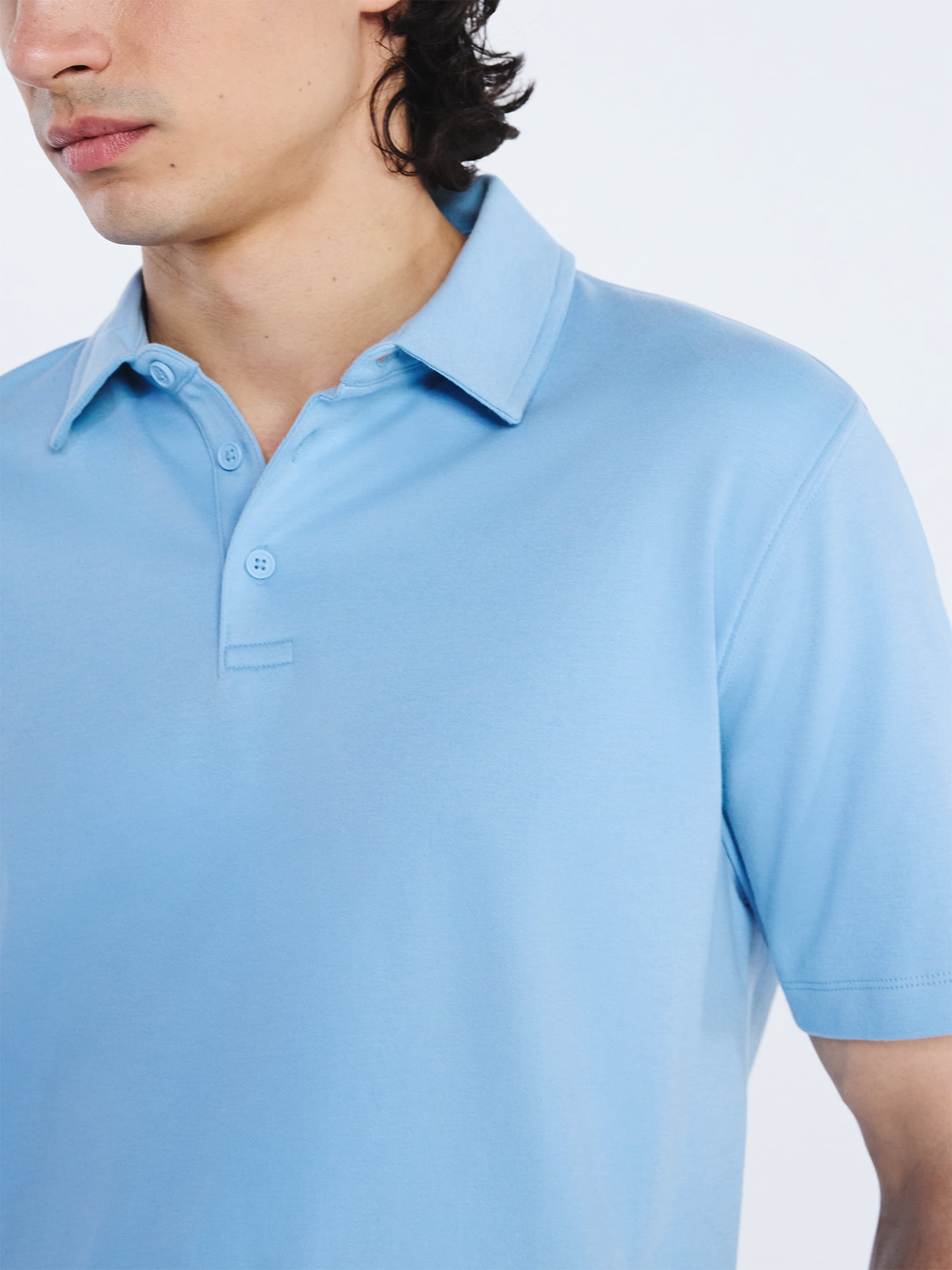 Free Assembly Mens Cotton Polo Shirt with Short Sleeves, Sizes XS-3XL