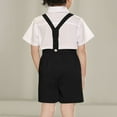 thumbnail image 4 of MKOSPLRT 2-13 Years Boys' 4-Piece Formal Suit Set Short Sleeve Lapel Shirt + Bow Tie + Suspenders + Dress Pants Lightweight Summer Wedding Outfit, 4 of 8