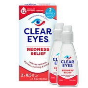 Clear Eyes Redness Eye Relief Lubricant Eye Drops, 2 x 0.5 fl oz, Twin Pack