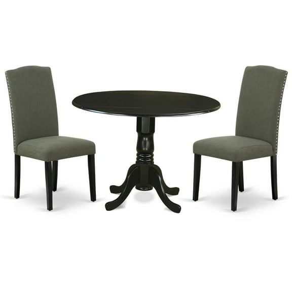 East West Furniture Dining Room Set Black, DLEN3-BLK-20