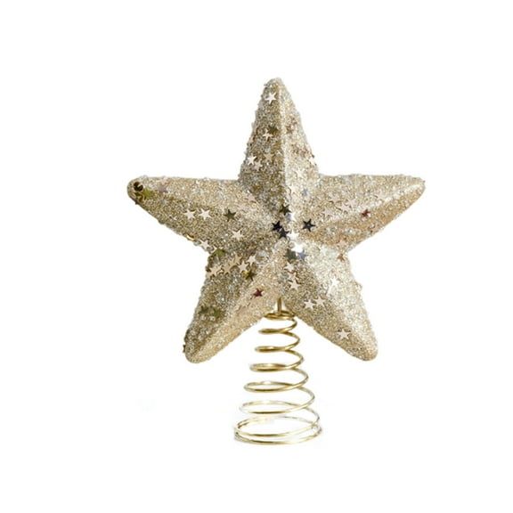 Gold Christmas Tree Topper Star Decoration 18x15x4cm Plastic Golden Tree Top for Holiday Home Decor, Festive Tree Topper for Christmas Party