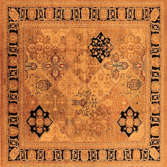 Ahgly Company Indoor Square Oriental Orange Industrial Area Rugs, 4' Square