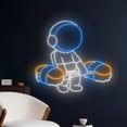 thumbnail image 2 of Handmadetneonsign Astronaut Lifting Sushi Neon Sign, Astronaut Sushi LED Light, Astronaut Led Sign, 2 of 5