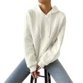 thumbnail image 1 of Mode Femmes Sweat à Capuche en Tricot Torsadé Pull Décontracté Manches Longues Ample, 1 of 2