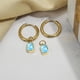 thumbnail image 2 of JeenMata Aros de Talla Esmeralda de 2 Quilates, Aguamarina, Piedra Natal de Marzo, con Bisel, Chapados en Oro Amarillo, 2 of 8