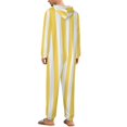 thumbnail image 6 of Yellow And White Vertical Stripes Unisex Adult Onesie Pajamas with Pockets for Women Men Hooded Loungewear, 6 of 8