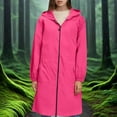 thumbnail image 2 of GEWSEY Women's Long Rain Jacket Waterproof Lightweight Hooded Raincoat Packable Knee Length Rain coat (Red1, 3XL), 2 of 8